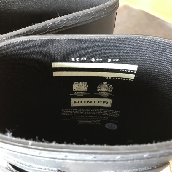 HUNTER ORIGINAL TALL MATTE BLACK RAIN BOOTS WITH LINER - Picture 13 of 15